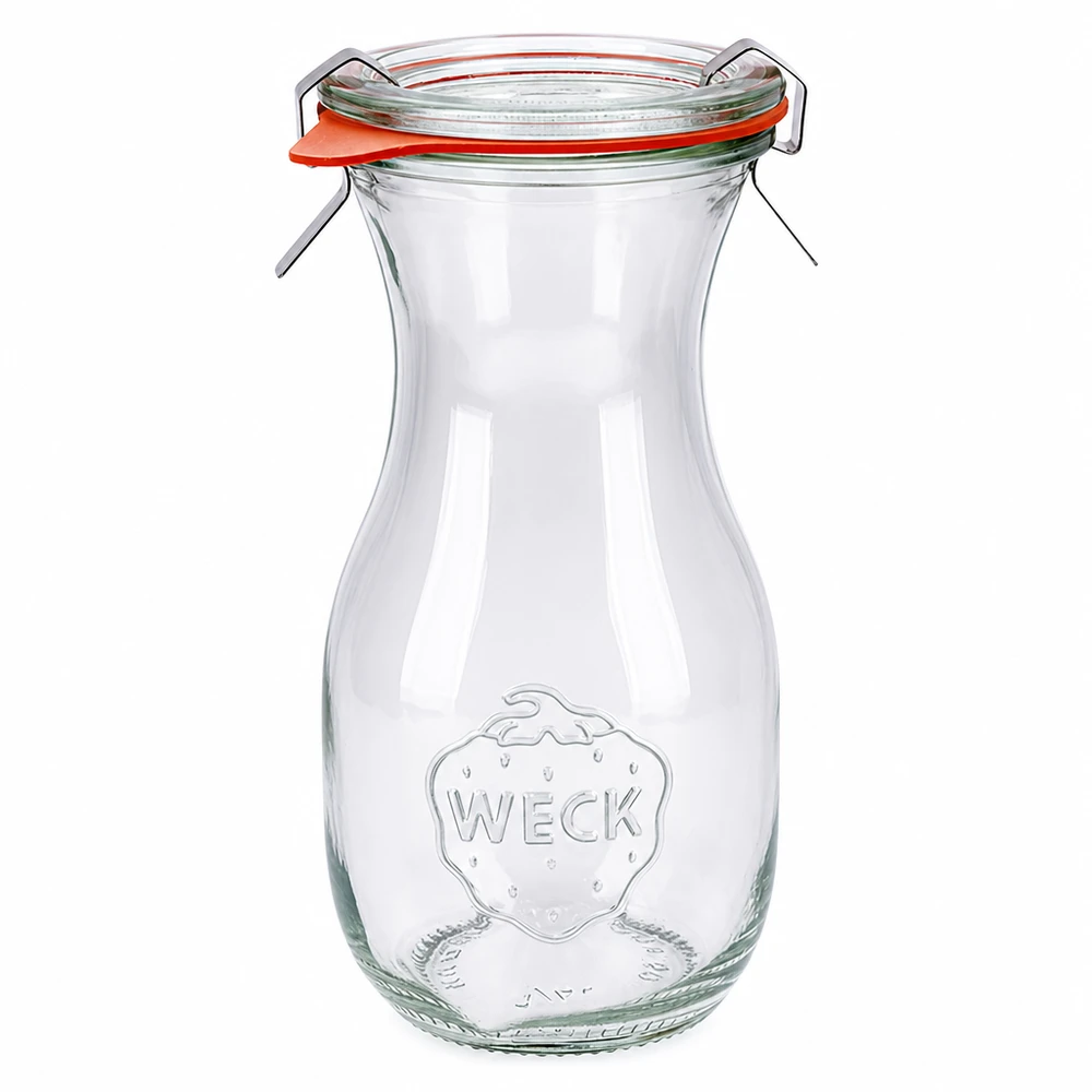 290 ml sapfles, compleet WECK RR60 WECK sapfles 290ml met glazen deksel en rubberen ring RR60 inmaakpot voor sappen en conserven