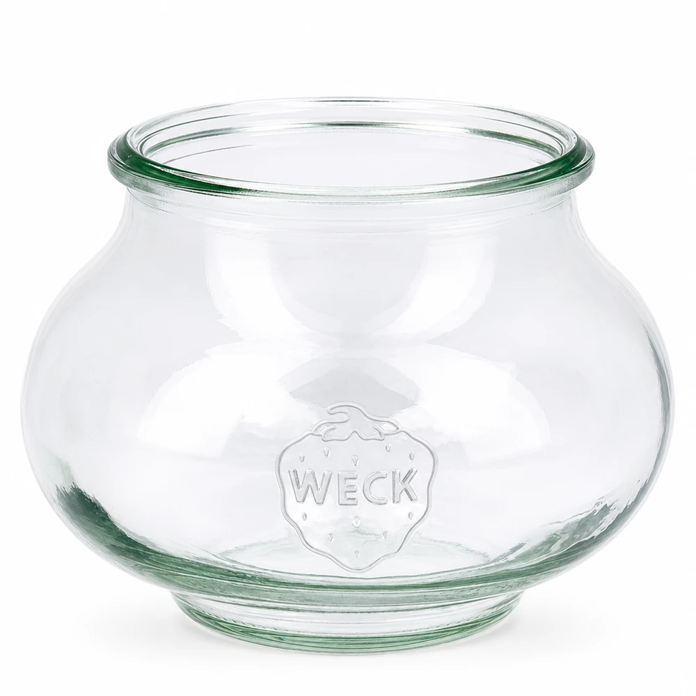 560 ml sierglas WECK RR80 WECK sieradenpot 560ml RR80 van helder glas met reliëflogo en brede opening voor bewaren en opbergen