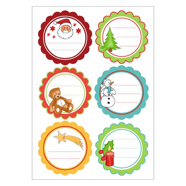 Stickers "Kerstwensen" (12 met glitter)