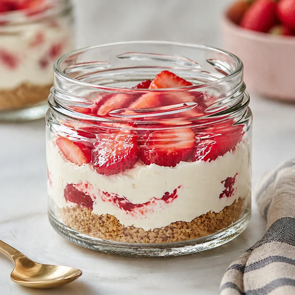 UNiTWIST Runda540 bekers 540ml TO100 gevuld met gelaagd dessert aardbeien mascarpone koekjesbodem dessert recept