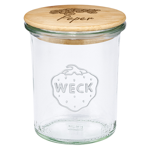Houten dekselset "Peper" met WECK weckpot 160ml