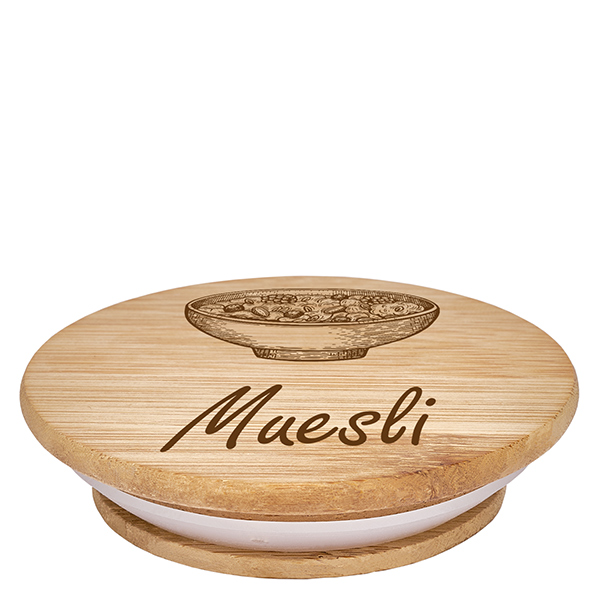 Houten deksel "Muesli" voor WECK RR100