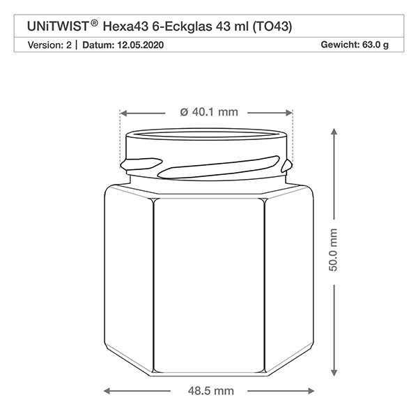 47ml hexaglas zonder deksel (TO43) UNiTWIST 47ml hexaglas zonder deksel (TO43) UNiTWIST