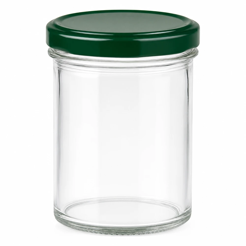 350ml bekers met BasicSeal deksel groen UNiTWIST 350ml mason jar met groen BasicSeal deksel UNiTWIST - lege mason jar van helder glas voor jam en conserven