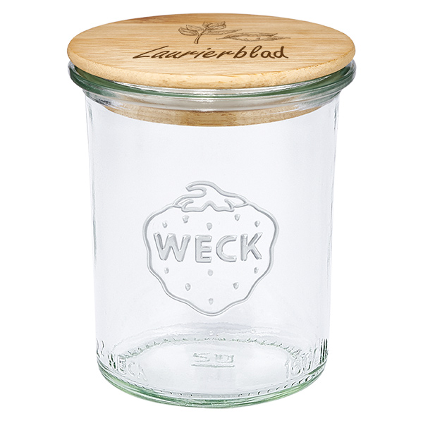 Houten dekselset "Laurier" met WECK bekers 160ml Houten dekselset "Laurier" met WECK bekers 160ml