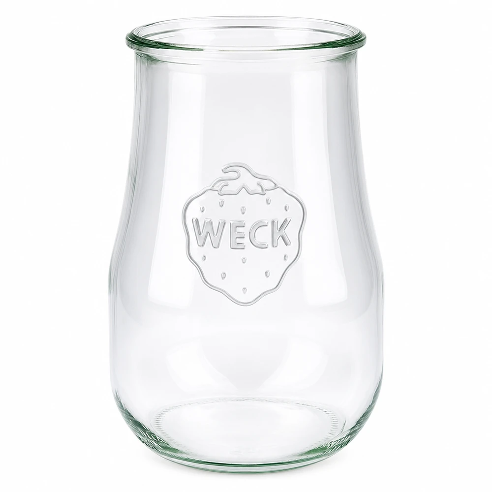 WECK tulpenpot 1750ml RR100 inmaakpot met logo in reliëf transparante voorraadpot voor inmaak