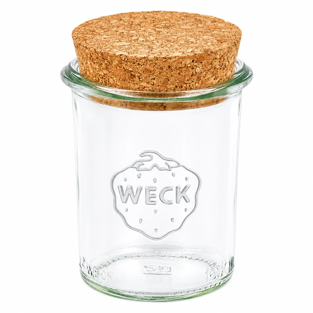 WECK 160ml RR60 mason jar met natuurlijk kurkdeksel Transparante glazen voorraadpot