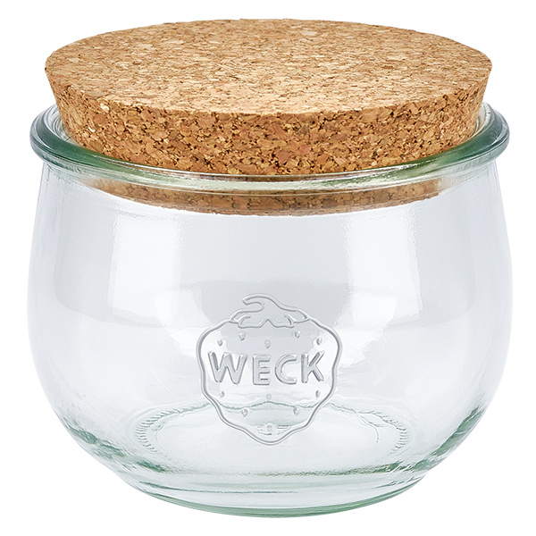 580ml tulpenglas WECK RR100 met kurk 580ml WECK tulpenpot RR100 met natuurkurk deksel inmaakpot voorraadpot transparant