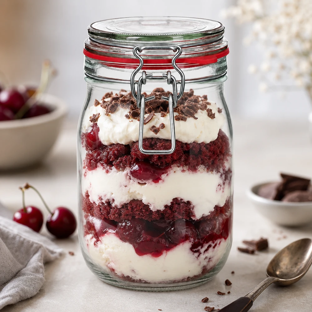 Luchtdichte voorraadpot van 1140 ml met draaidop, perfect voor gelaagde desserts en snoepjes