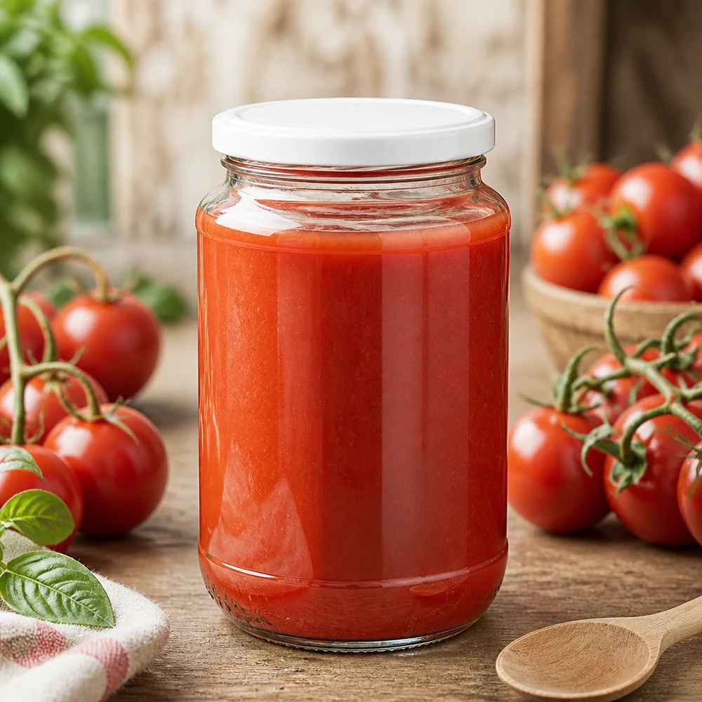 UNiTWIST-bewaarpot van 320 ml met witte BasicSeal, ideaal voor het inmaken van tomatensauzen