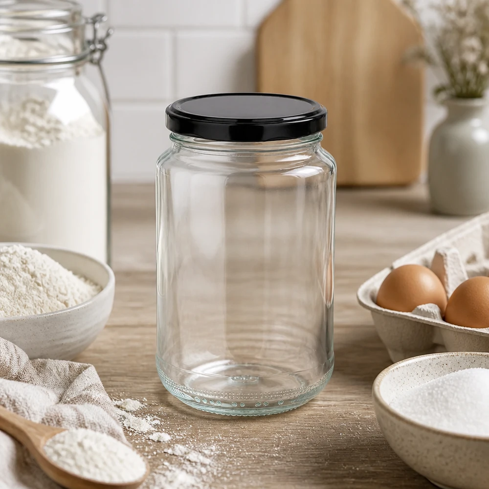 375ml rond glas met BasicSeal deksel zwart UNiTWIST 375ml rond glas met BasicSeal deksel zwart UNiTWIST