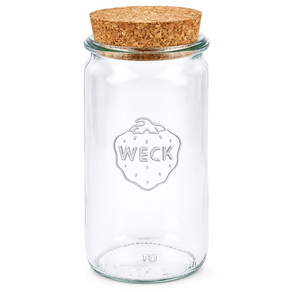 340ml cilinderglas WECK RR60 met kurk WECK inmaakpot 340ml met natuurlijke kurksluiting RR60 cilinderpot transparante voorraadpot inmaakpot