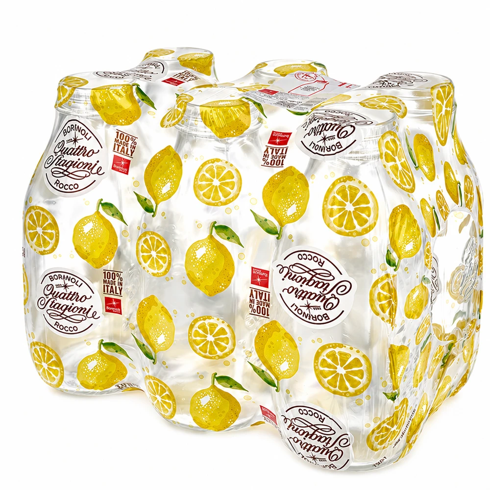 Bormioli Rocco Quattro Stagioni wijde hals fles 1000ml met citroen patroon 6 pak inmaakpotten Italië