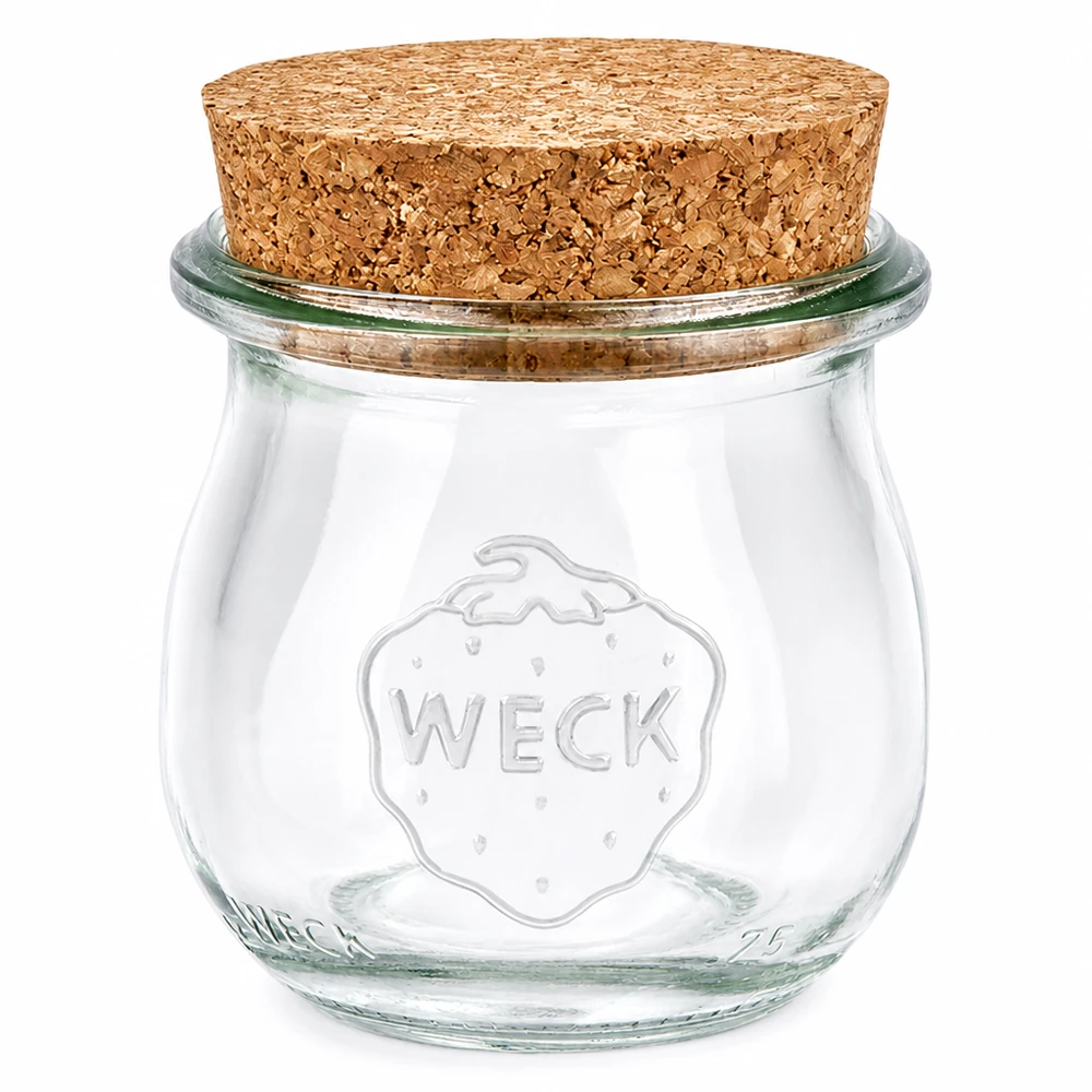 75ml tulpenglas WECK RR40 met kurk WECK tulpenpot 75ml RR40 met natuurlijke kurksluiting inmaakpot transparante voorraadpot