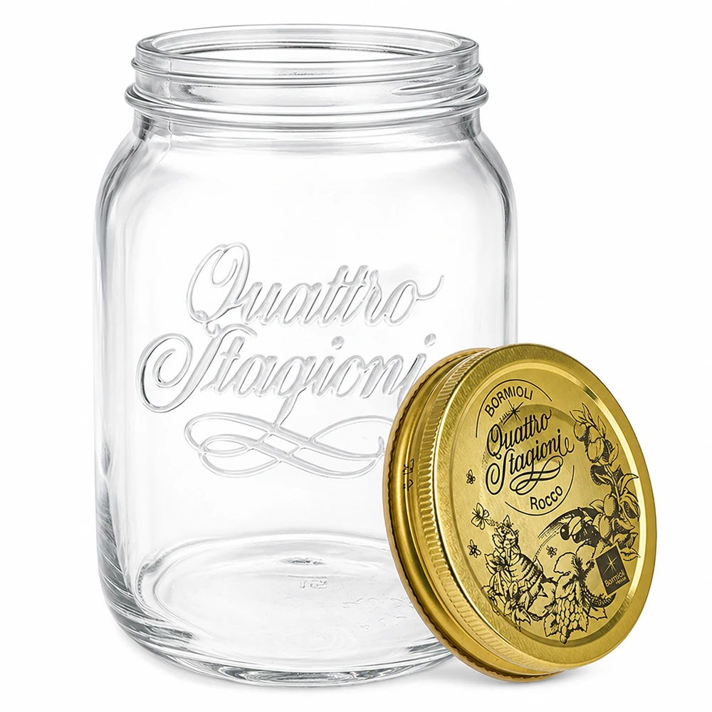 Quattro Stagioni inmaakpot 2 liter met decoratief gouden deksel - Italiaanse inmaakpot voor jam en conserven