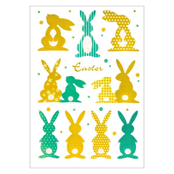 Gouden konijntjes stickers (10 stickers met glitter) Gouden konijntjes stickers (10 stickers met glitter)