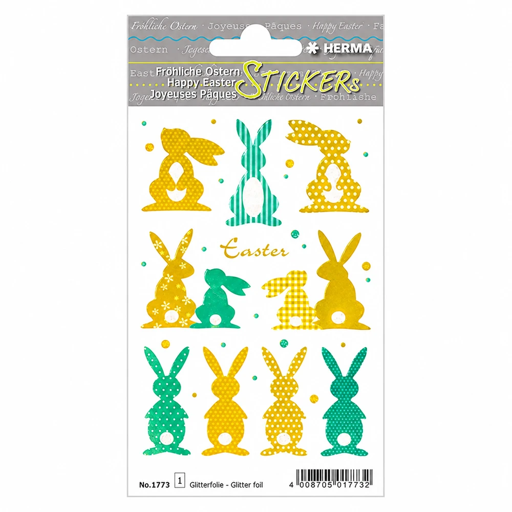 Gouden konijntjes stickers (10 stickers met glitter)