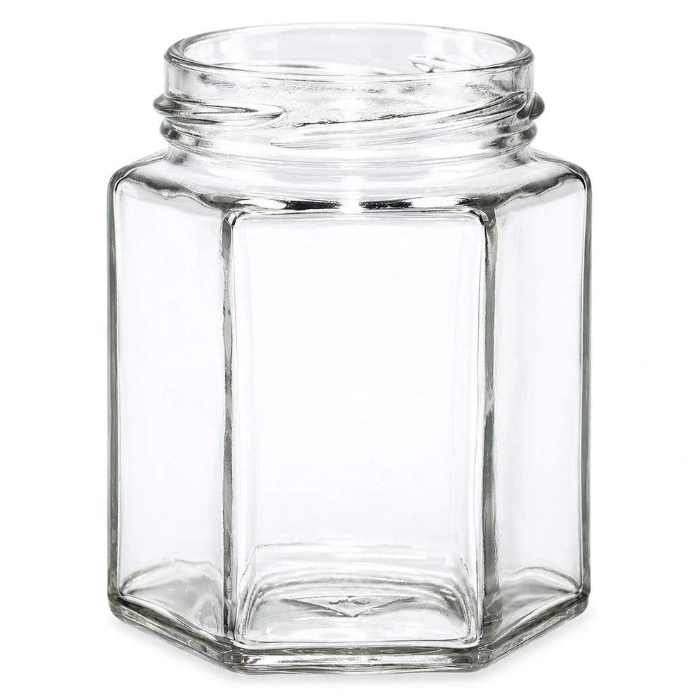 196ml hexaglas zonder deksel (TO58) UNiTWIST Zeskantige schroefdeksel 196ml TO82 schroefdraad transparant leeg zonder deksel voor jam en honing
