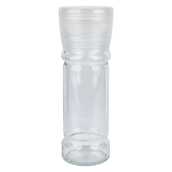 Zout/kruidenpotje 100ml met molen (grof) wit - Voordelige set: Mary kruidenpotje met grove molen. Ideaal voor zoutkorrels en peper.