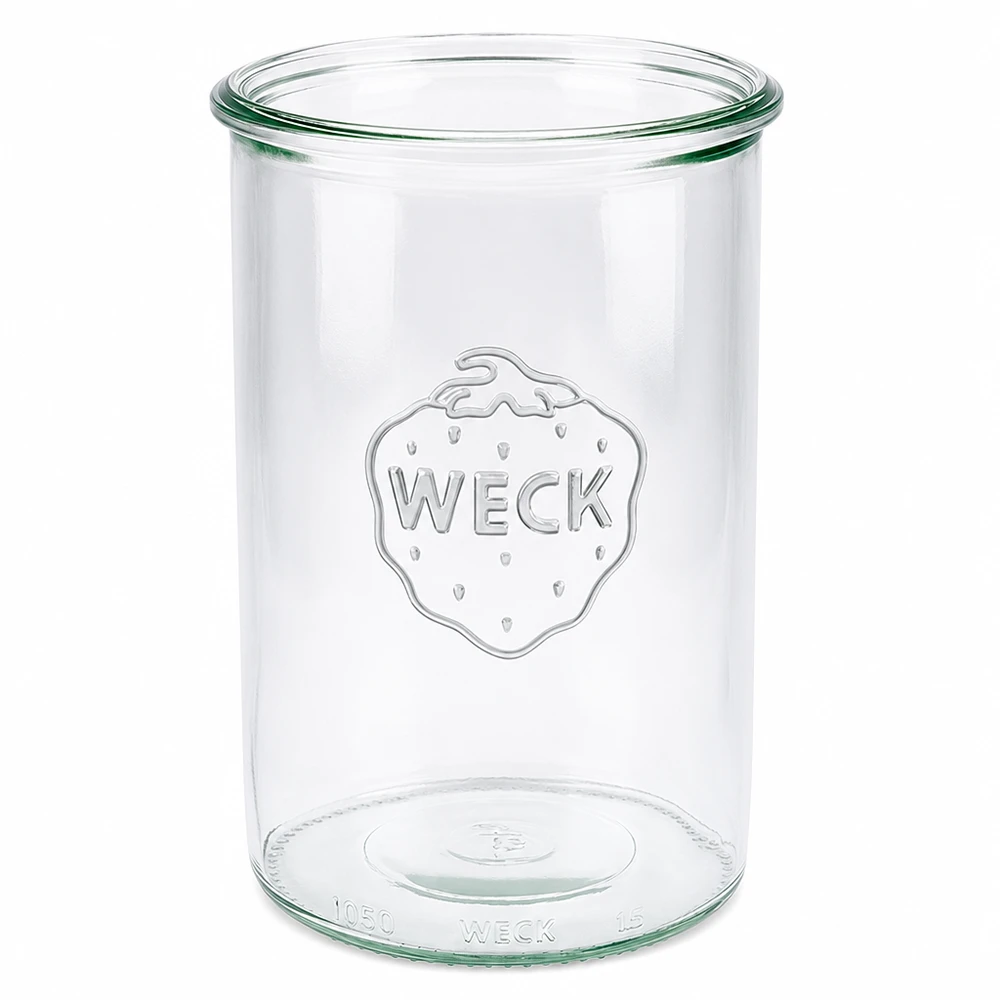 WECK RR100-pot van 1000 ml WECK 1000ml RR100 mason jar van helder glas met reliëflogo voor conserveren en bewaren
