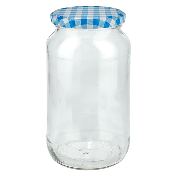 1062ml rond glas met BasicSeal deksel blauw/wit UNiTWIST