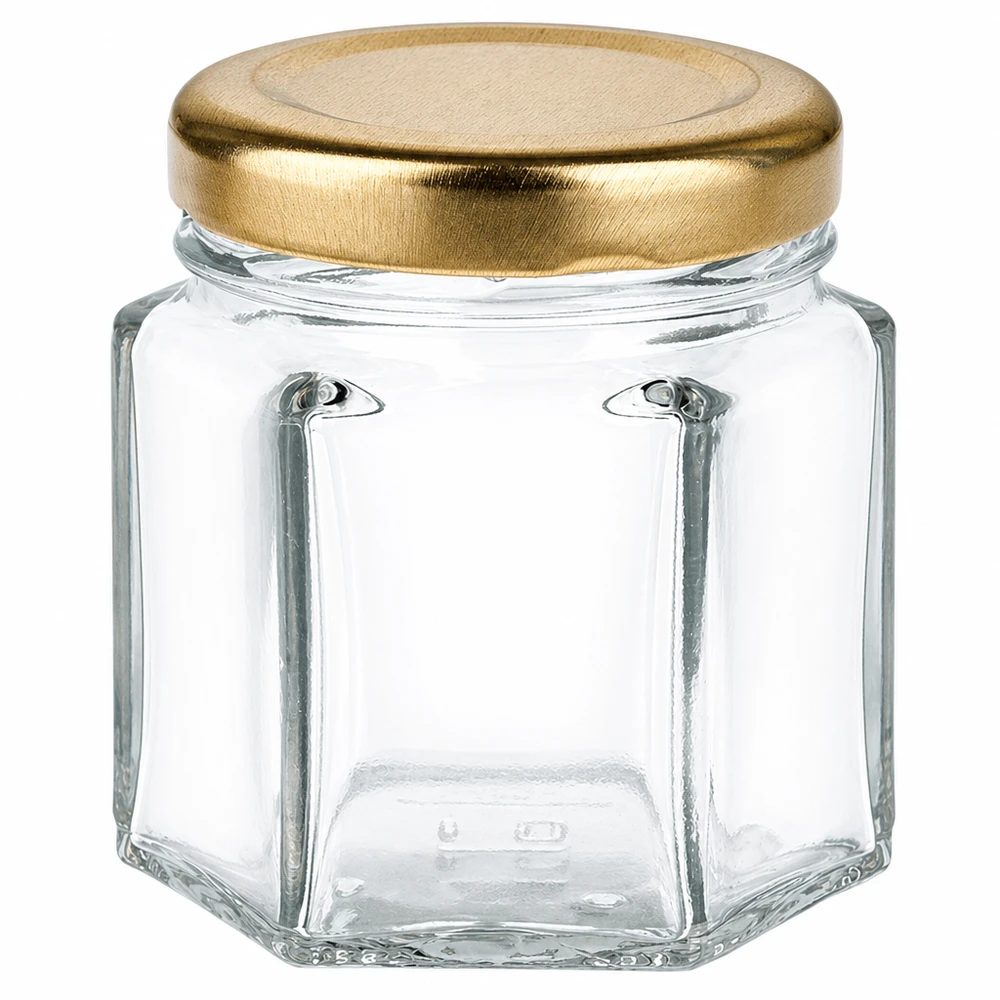 47ml hexaglas met BasicSeal deksel goud UNiTWIST 47ml hexaglas met BasicSeal deksel goud UNiTWIST