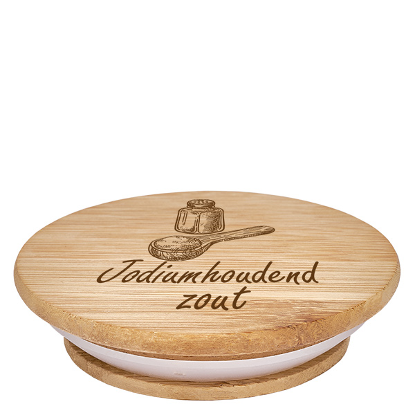 Houten deksel "Jodiumhoudend zout" voor WECK RR60 Houten deksel "Jodiumhoudend zout" voor WECK RR60
