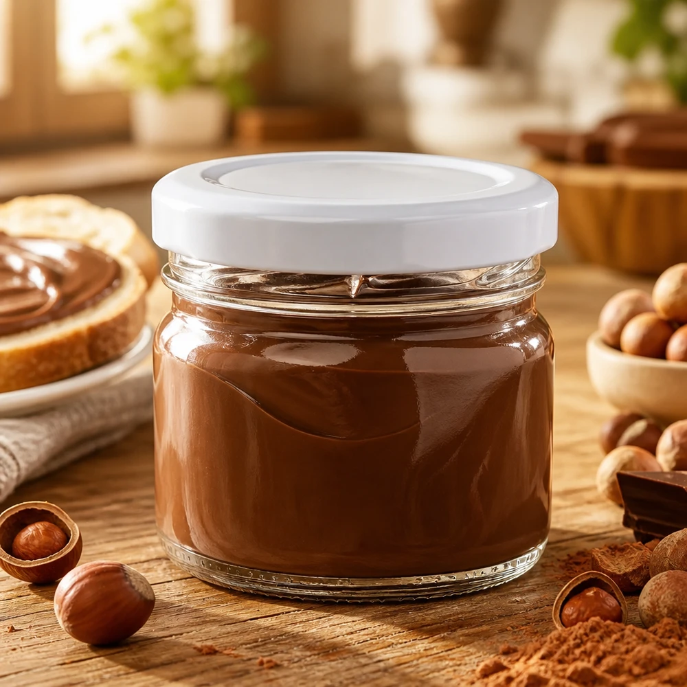 33 ml rond glazen potje + BasicSeal-deksel, wit, UNiTWIST UNiTWIST portieglas 33 ml met wit BasicSeal-deksel, ideaal voor nougat en cacaocrèmes