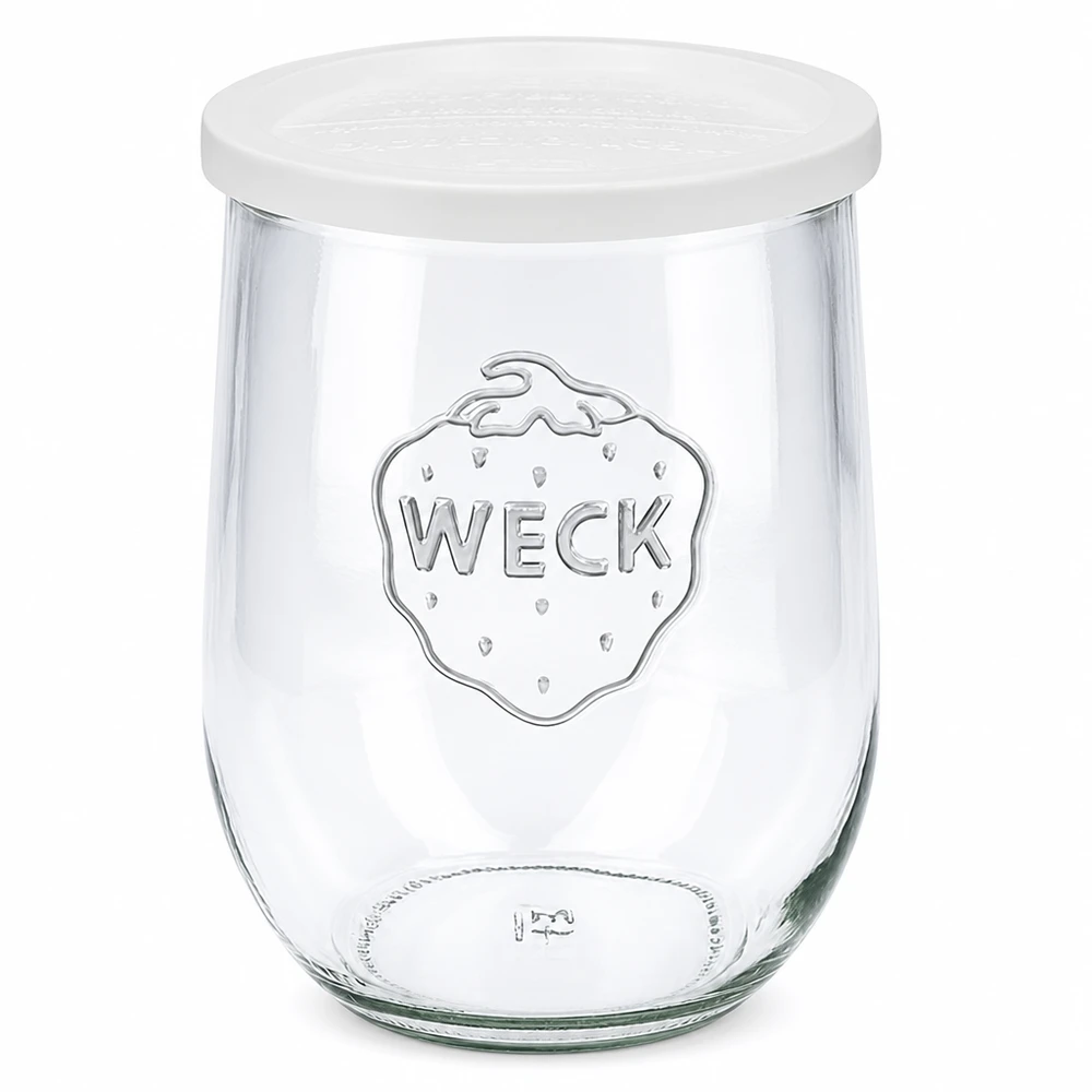 WECK tulpenpot 1062ml met wit vershouddeksel RR100 inmaakpot met logo transparant