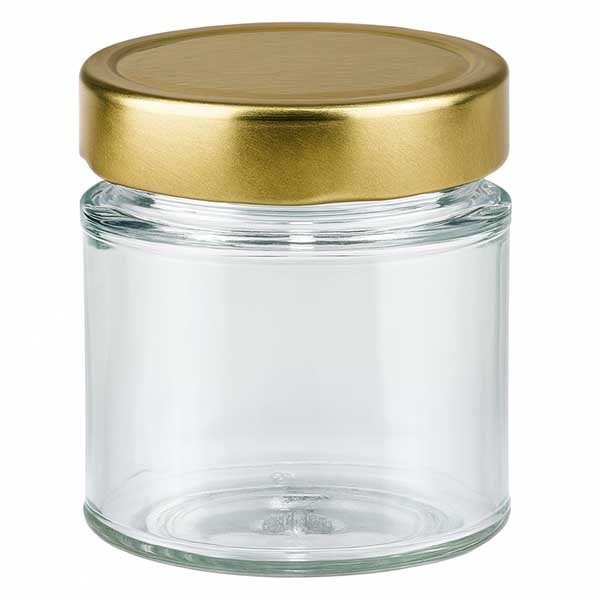 154ml rond glas met BasicSeal deksel goud deep UNiTWIST 154ml ronde pot met gouden BasicSeal deksel transparante lege jampot honing inmaakpot