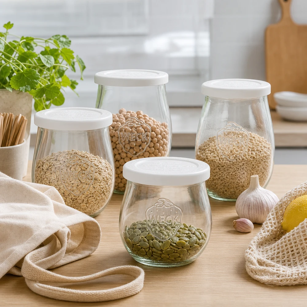 WECK Tulpenpot 220ml RR60 Set gevuld met peulvruchten - Voorraadpotten voor keukendecoratie
