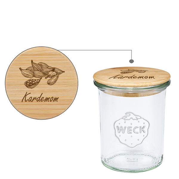 Houten dekselset "Kardemom" met WECK weckpot 160ml Houten dekselset "Kardemom" met WECK weckpot 160ml