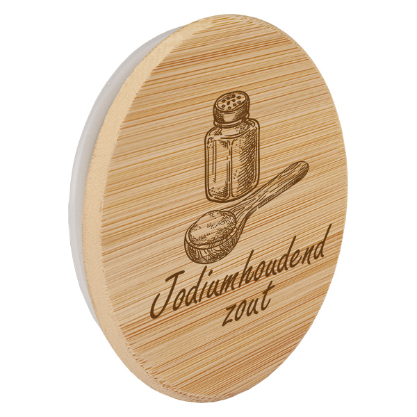 Houten deksel "Jodiumhoudend zout" voor WECK RR60 Houten deksel "Jodiumhoudend zout" voor WECK RR60