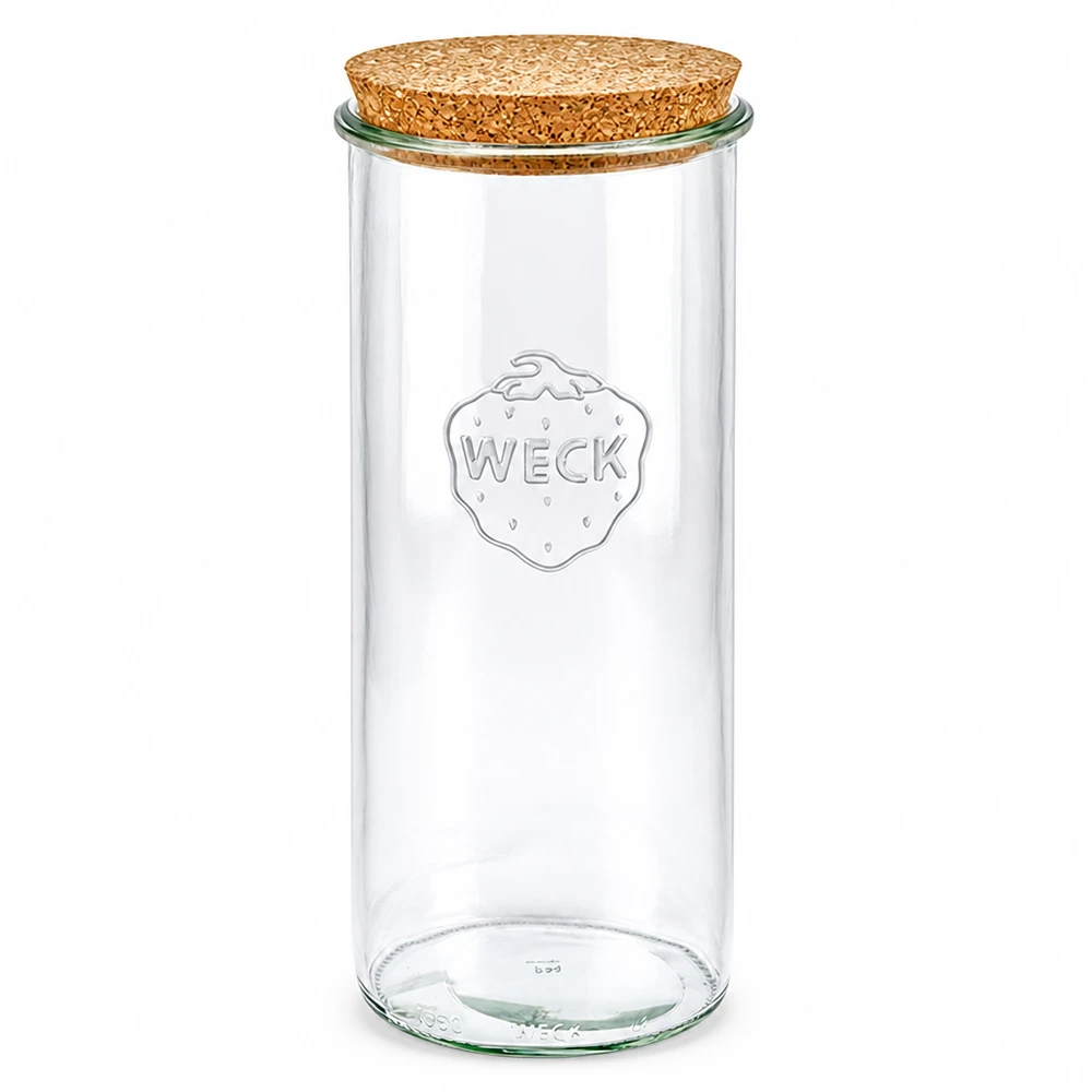 WECK RR100 voorraadpot 1500ml met natuurlijk kurkdeksel voorraadpot inmaakpot transparant