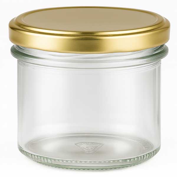 125ml bekers met BasicSeal deksel goud UNiTWIST 125ml Sturzglas leer mit goldenem BasicSeal Deckel UNiTWIST für Marmelade und Konserven