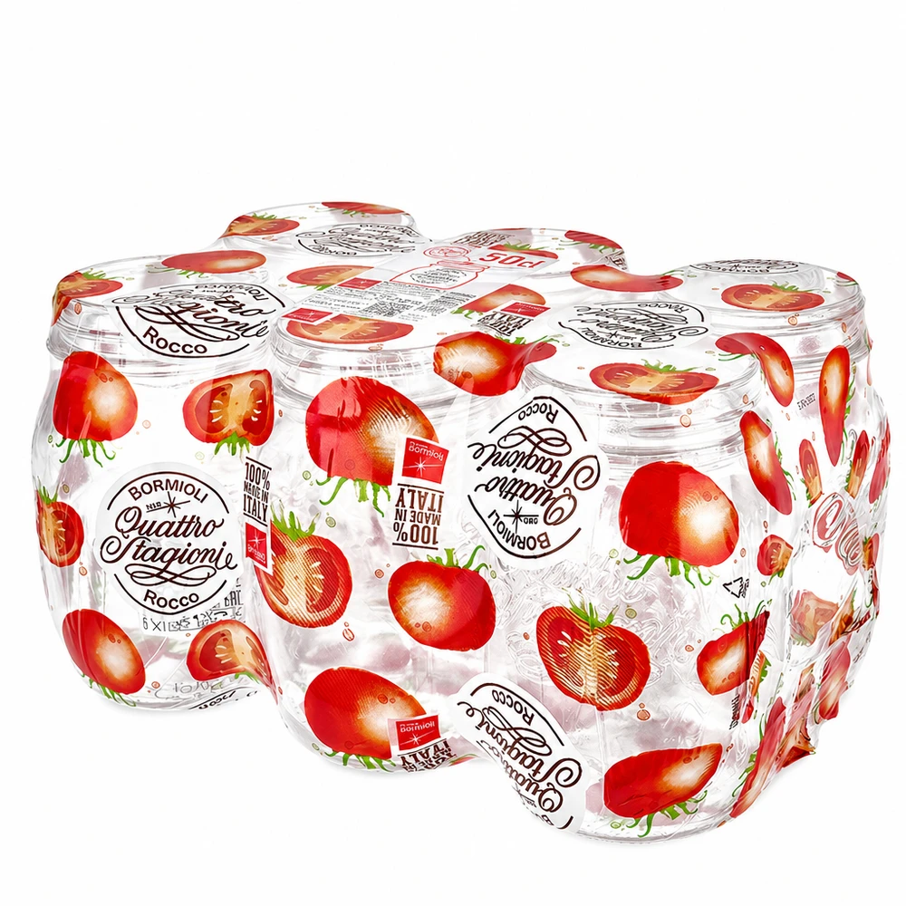 700 ml rond glas "Quattro Stagioni" met deksel Quattro Stagioni inmaakpotten 700 ml set van 6 met aardbeienmotief deksel Italiaanse inmaakpotten Bormioli Rocco