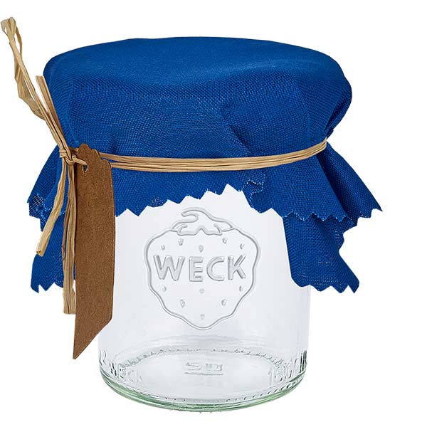 Stoffen lapje voor deksel blauw 15cm hoekig Stoffen lapje voor deksel blauw 15cm hoekig