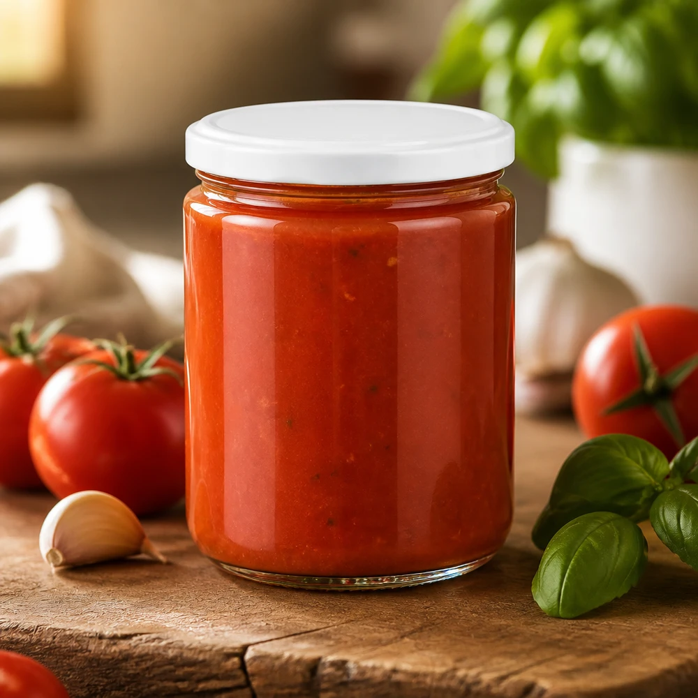 Bewaarpot 490 ml UNiTWIST met wit BasicSeal-deksel, ideaal voor het inmaken van tomatensauzen