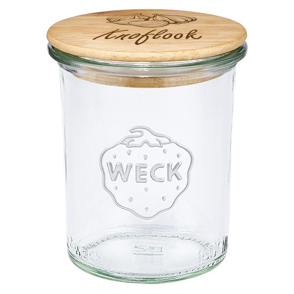Houten dekselset "Knoflook" met WECK weckpot 160ml Houten dekselset "Knoflook" met WECK weckpot 160ml