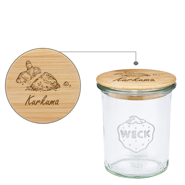 Houten dekselset "Kurkuma" met WECK weckpot 160ml Houten dekselset "Kurkuma" met WECK weckpot 160ml