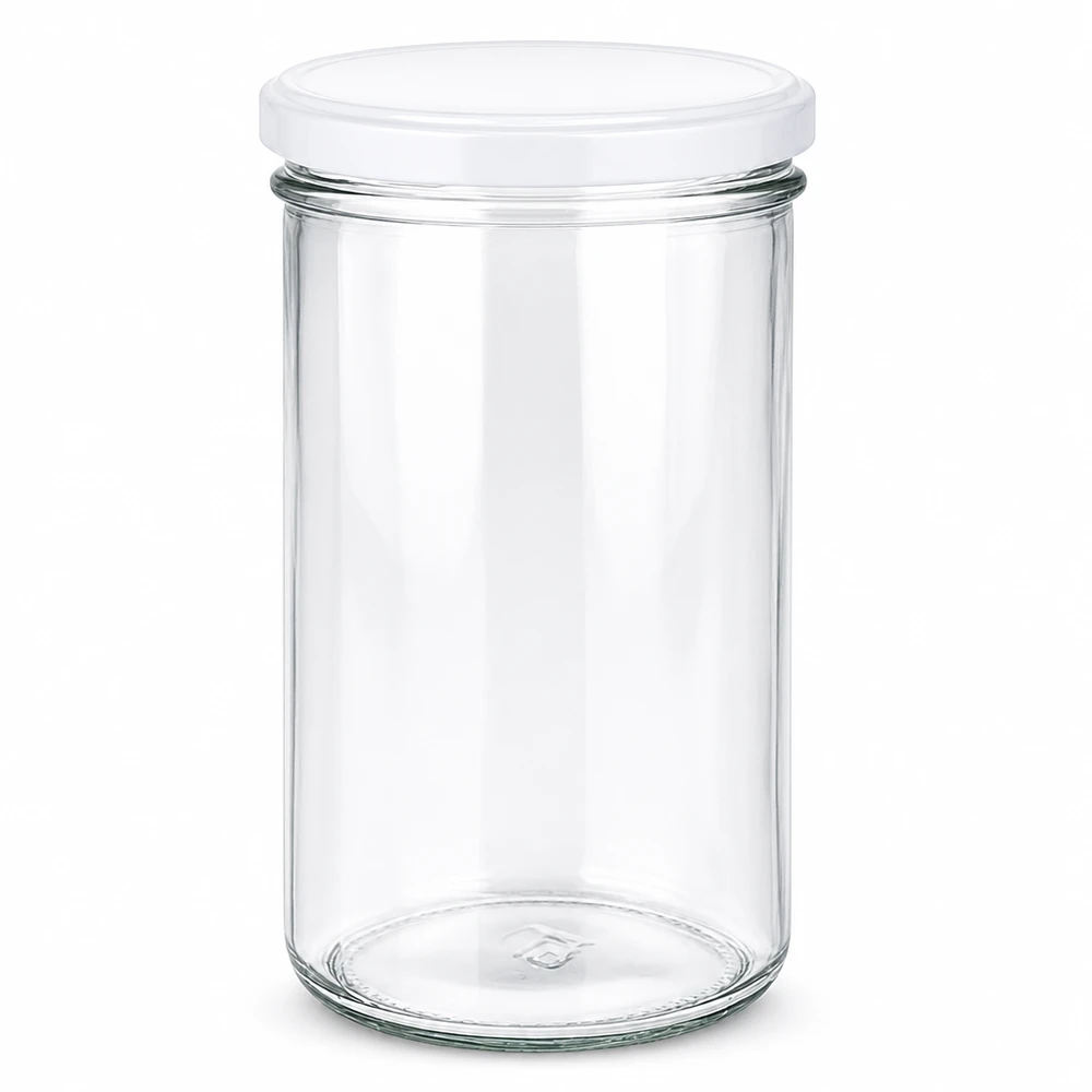 277ml bekers met BasicSeal deksel wit UNiTWIST 277ml mason jar met wit BasicSeal deksel - lege heldere glazen pot voor jam en conserven