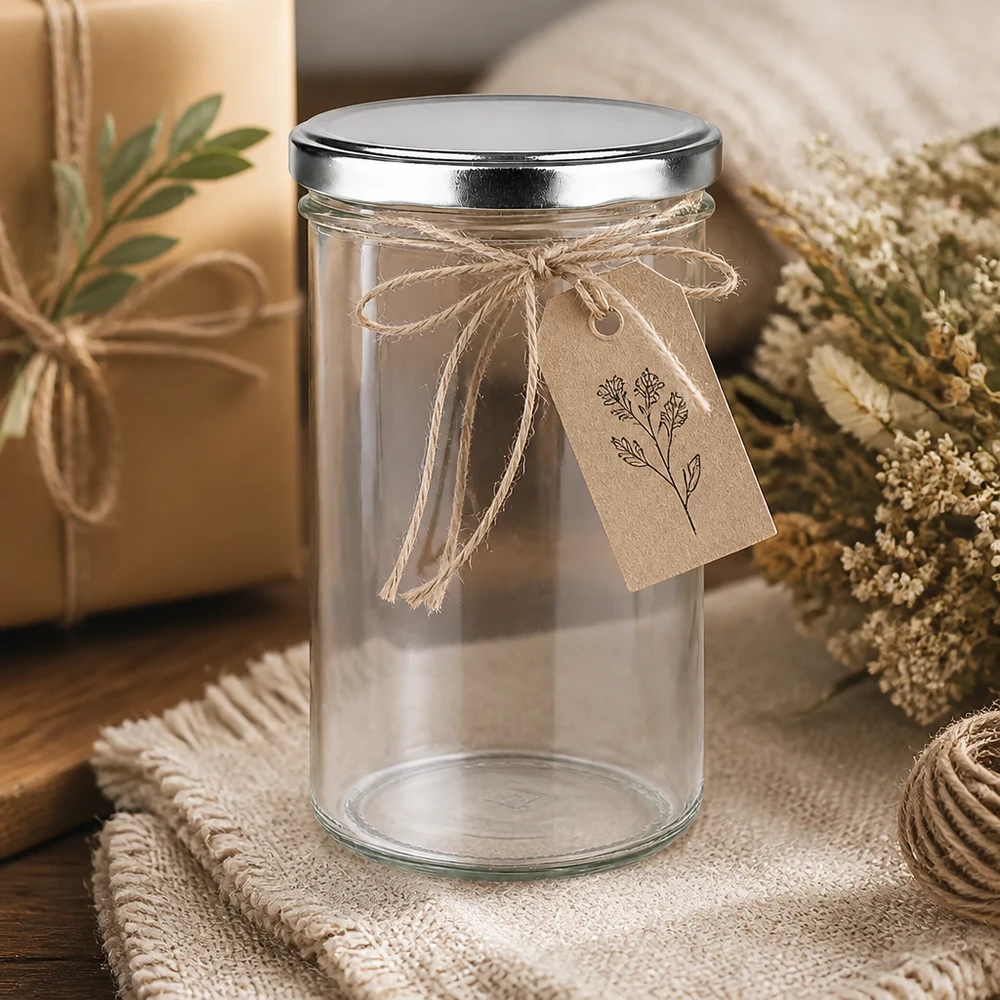277ml bekers met BasicSeal deksel zilver UNiTWIST 277ml bekers met BasicSeal deksel zilver decoratief gerangschikt met cadeaulabel en natuurlijke materialen