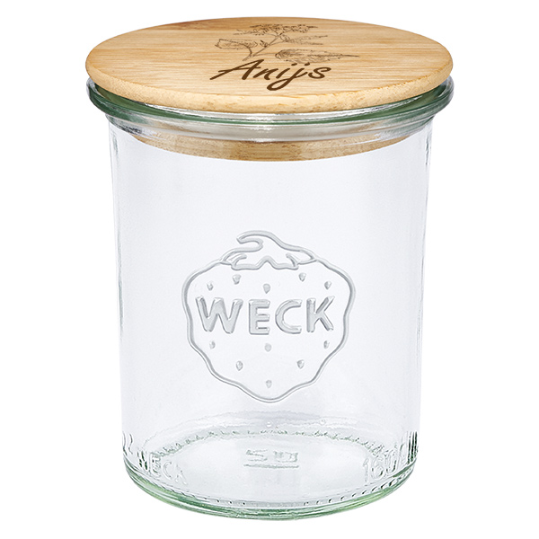 Houten dekselset "Anijs" met WECK maatbeker 160ml Houten dekselset "Anijs" met WECK maatbeker 160ml