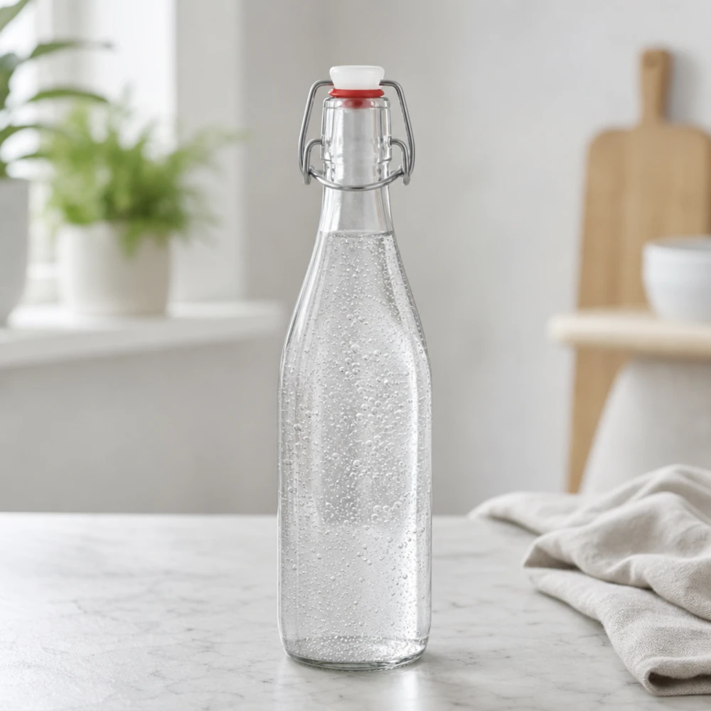 500ml glazen fles met draaidop gevuld met bruisend water moderne keuken drinkfles waterfles koolzuurhoudend