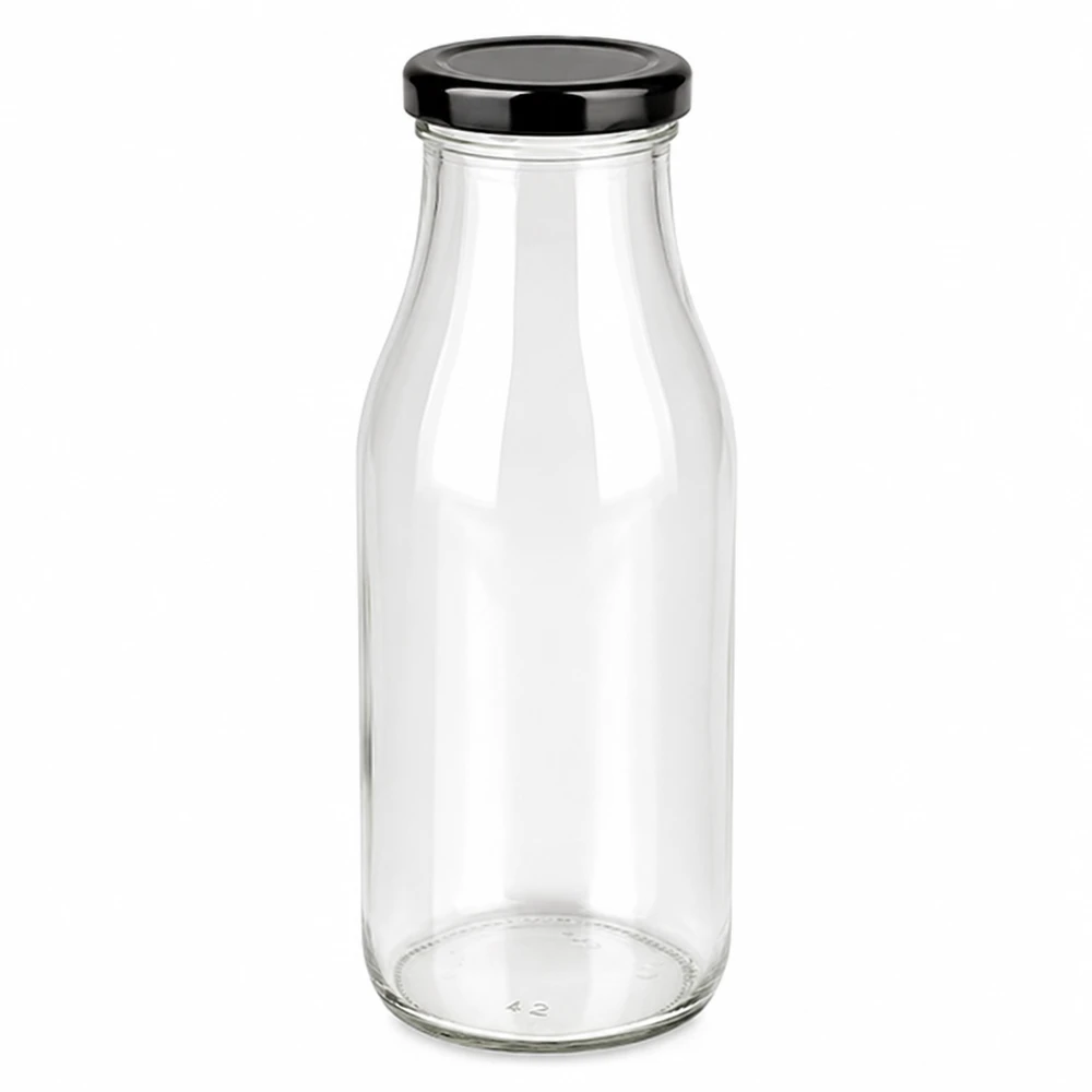 263ml fles met BasicSeal deksel zwart UNiTWIST Lege glazen fles van 263 ml met zwarte BasicSeal schroefdop voor drankjes en opslag