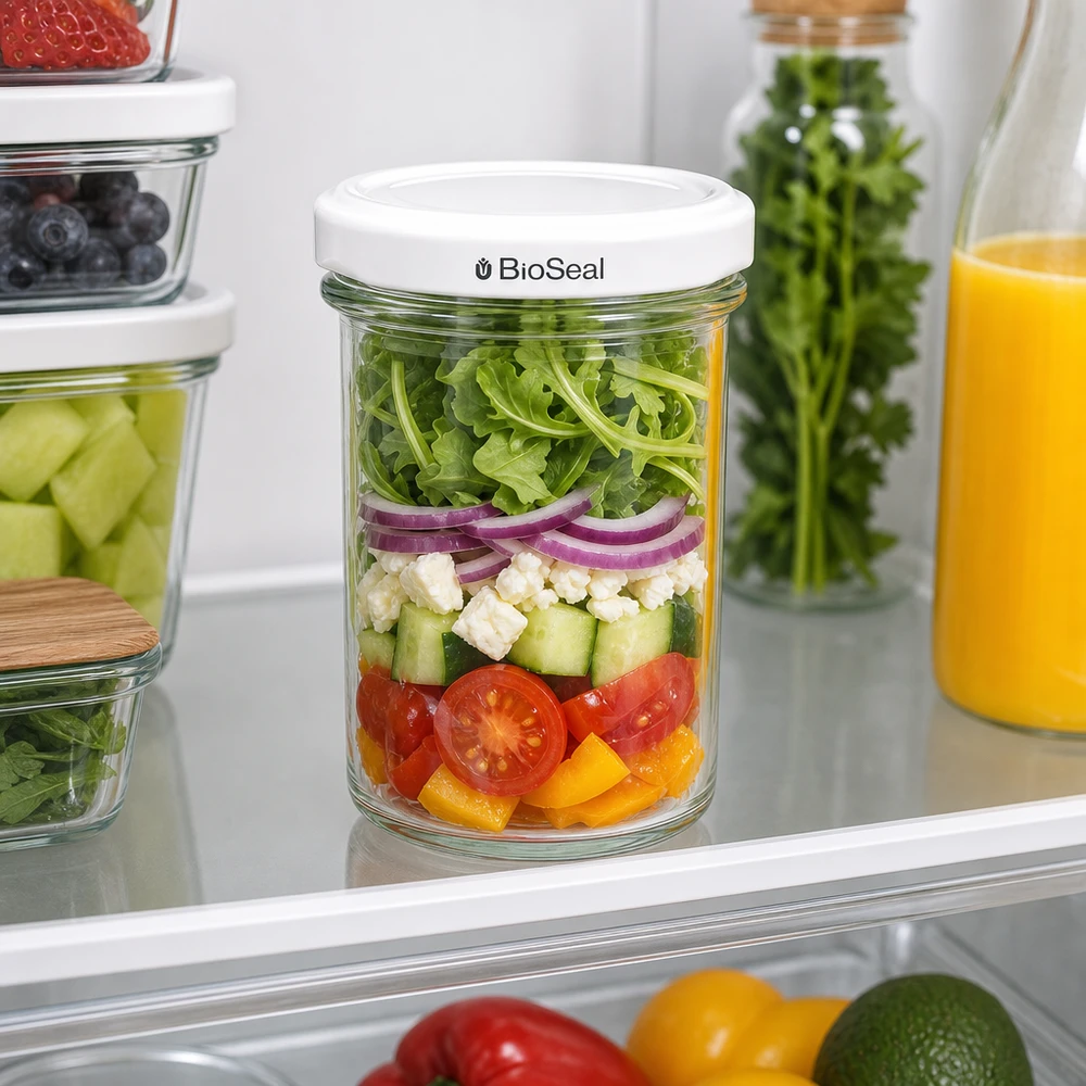 230ml bekers met BioSeal deksel wit UNiTWIST UNiTWIST Sturz230 Glas weisser TO66 BioSeal Deckel Schichtsalat Kühlschrank frische Lebensmittel praktische Aufbewahrung