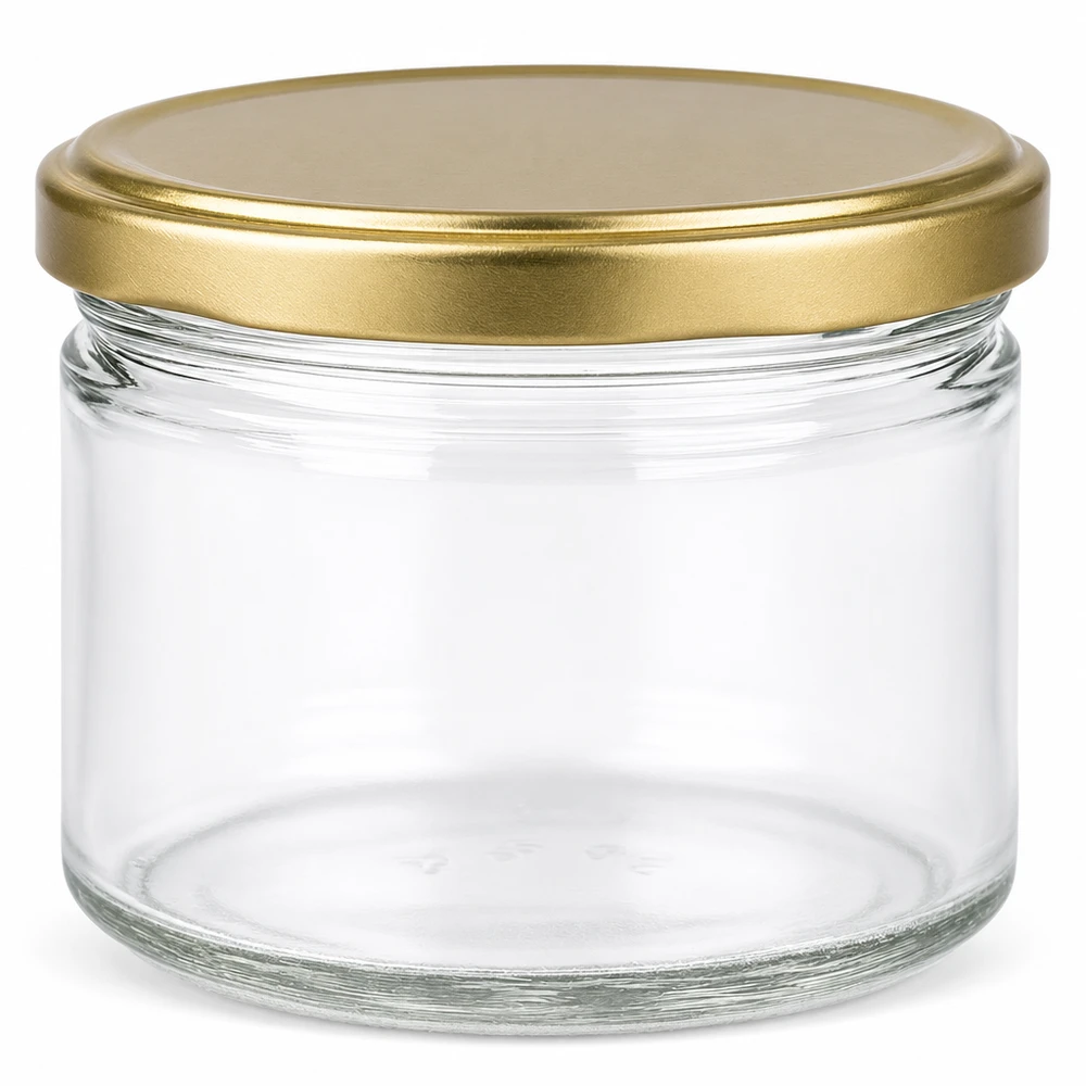 Honingpot 700 g met gouden deksel BasicSeal UNiTWIST 700g honingpot leeg met gouden schroefdeksel BasicSeal voor honing jam en conserven gemaakt van helder glas