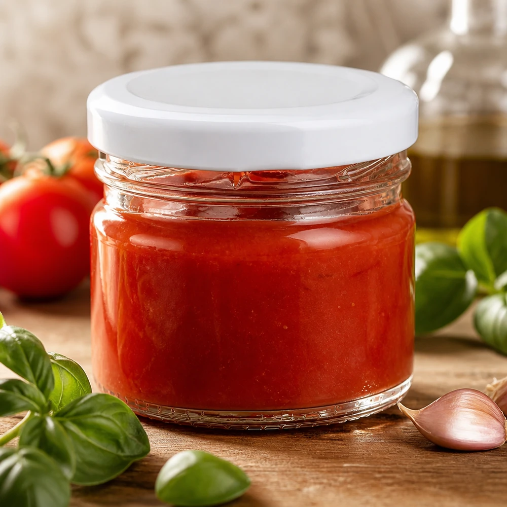 33 ml rond glazen potje + BasicSeal-deksel, wit, UNiTWIST Glazen potje van 33 ml met UNiTWIST BasicSeal-deksel (wit), ideaal voor sauzen, dipsauzen en chutneys