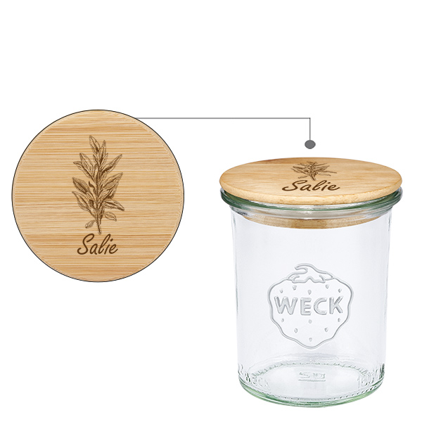 Houten dekselset "Salie" met WECK bekers 160ml