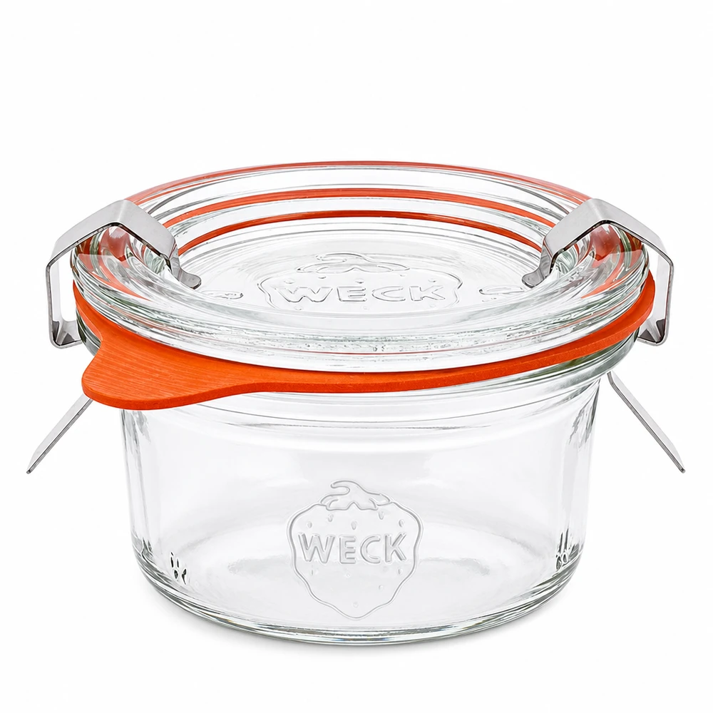 50ml stortglas compleet WECK RR60 WECK 50ml trommels RR60 met glazen deksel en oranje rubberen ring complete set voor conserveren en inblikken